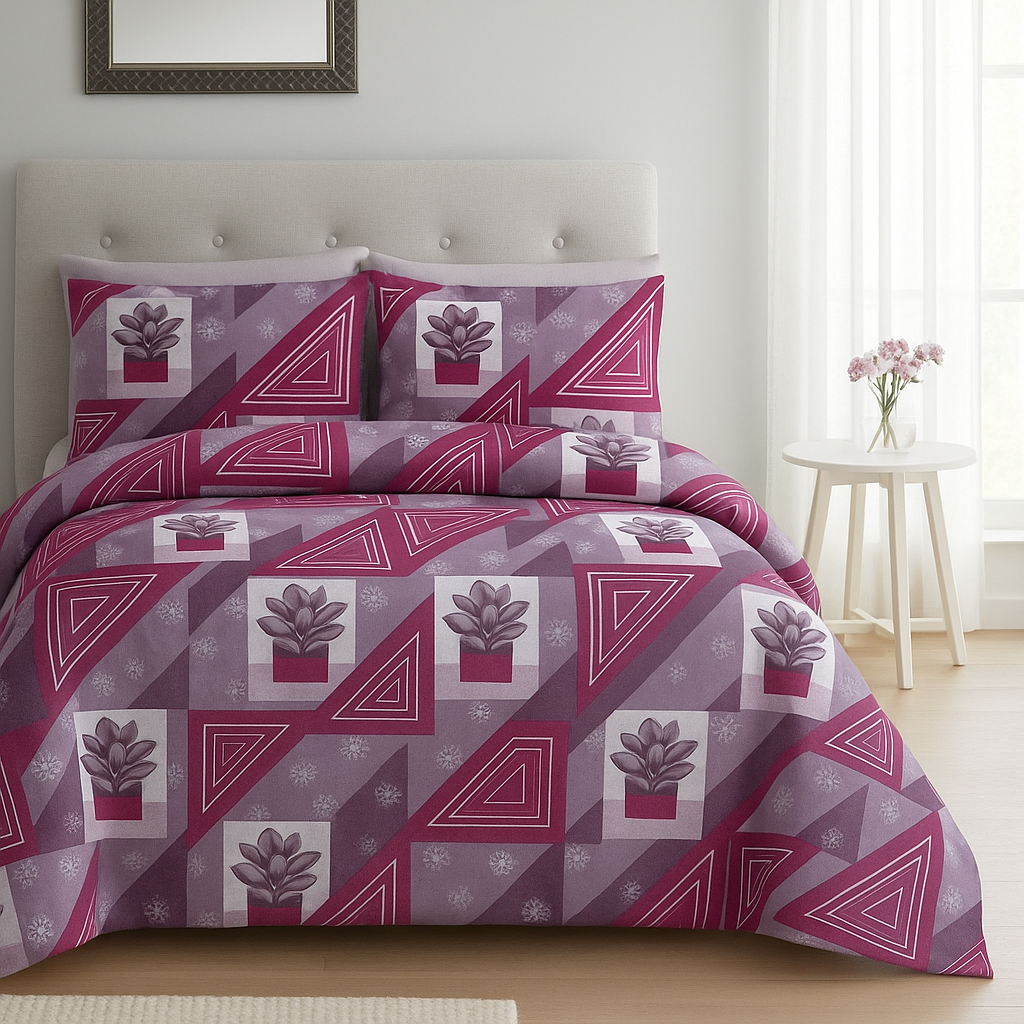 Queen Size Cotton Bedsheet Set (120 TC) with 2 Pillow Covers – 2.30x2.50m