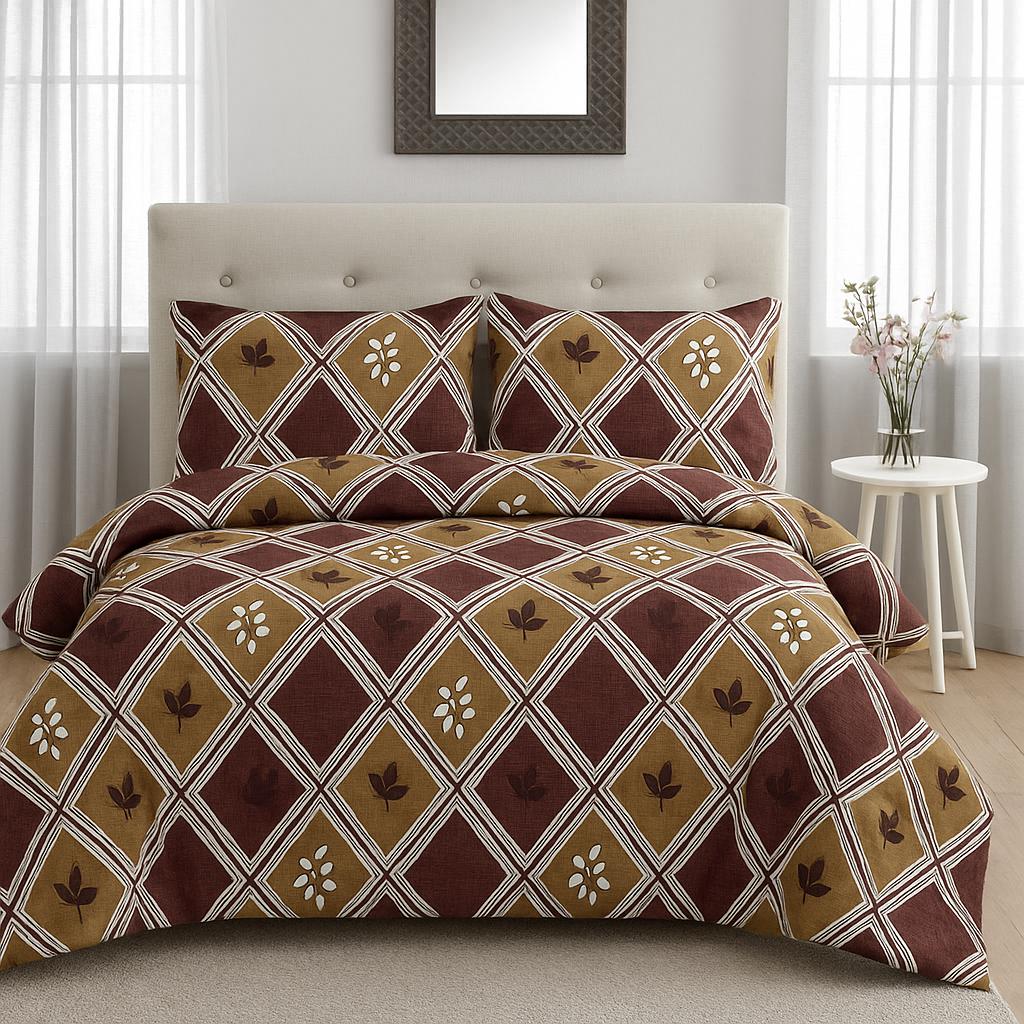 Queen Size Cotton Bedsheet Set (120 TC) with 2 Pillow Covers – 2.30x2.50m