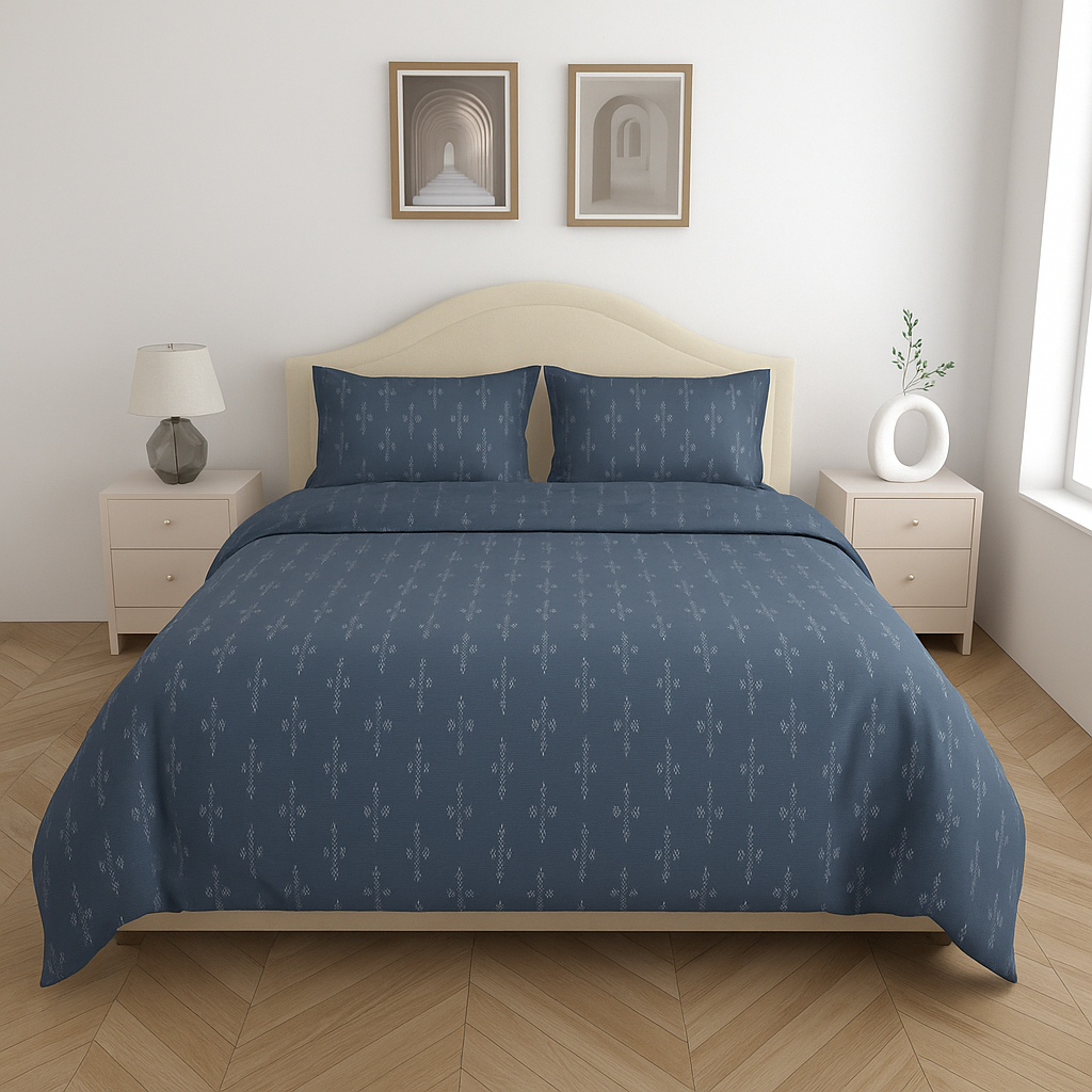 Luxury Satin Cotton King Size Bedsheet with 2 Pillow Covers – 210 TC (2.75m x 2.75m)