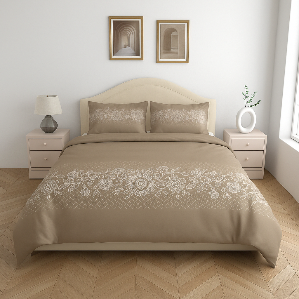 Luxury Satin Cotton King Size Bedsheet with 2 Pillow Covers – 210 TC (2.75m x 2.75m)