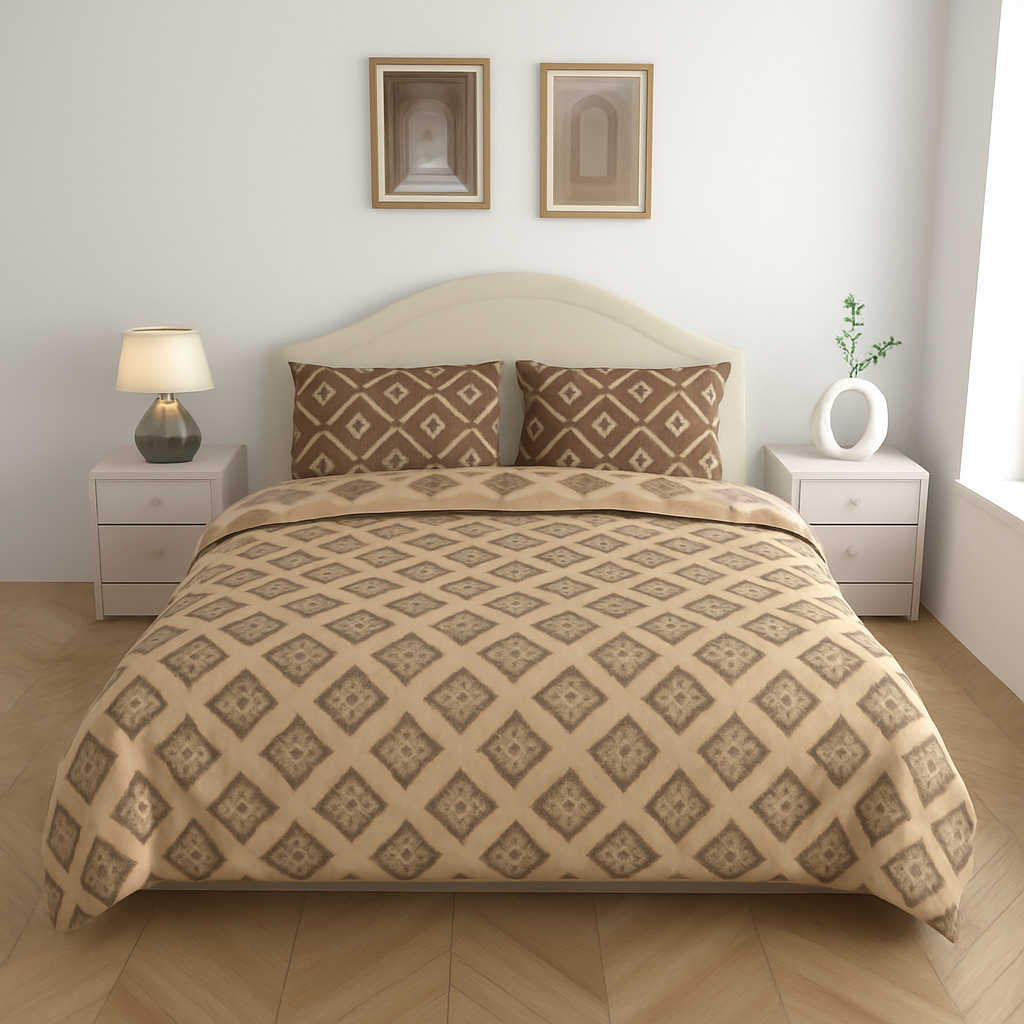 Luxury Satin Cotton King Size Bedsheet with 2 Pillow Covers – 210 TC (2.75m x 2.75m)