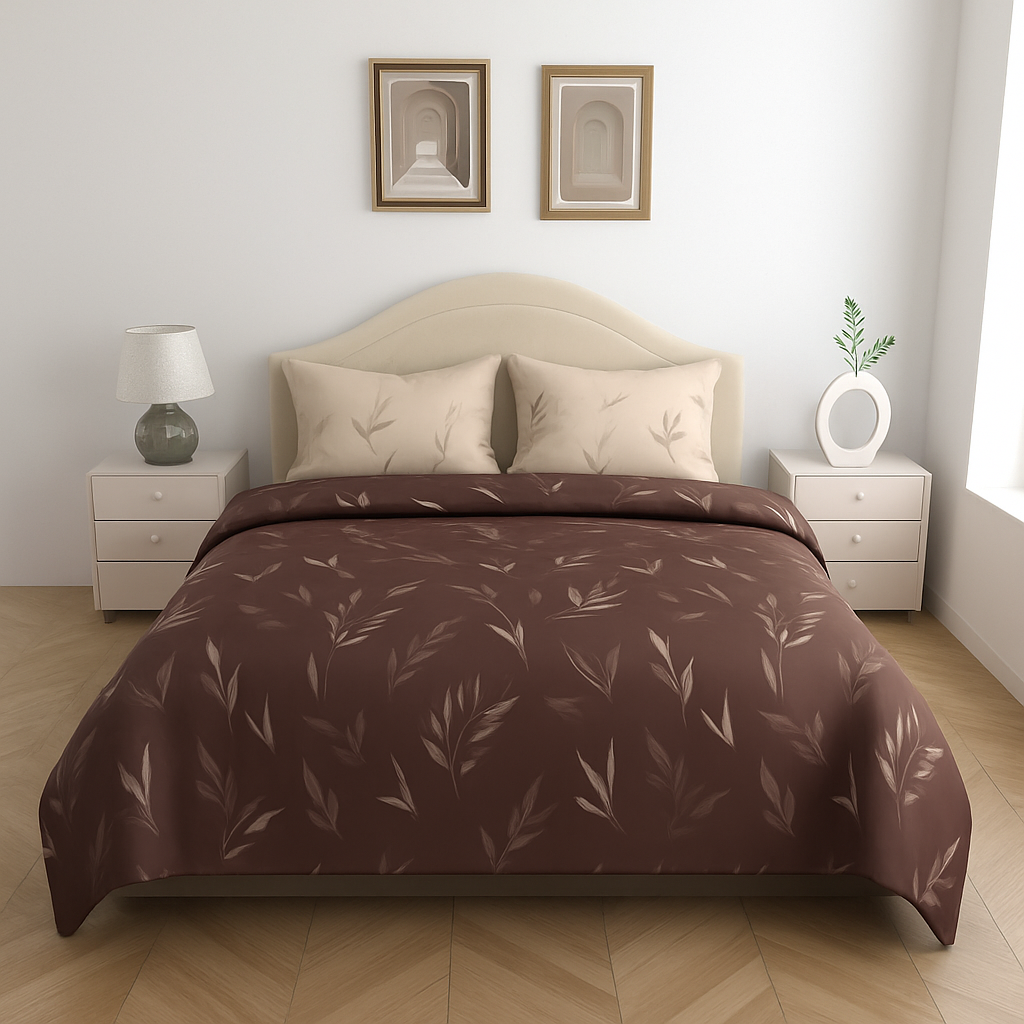 Luxury Satin Cotton King Size Bedsheet with 2 Pillow Covers – 210 TC (2.75m x 2.75m)