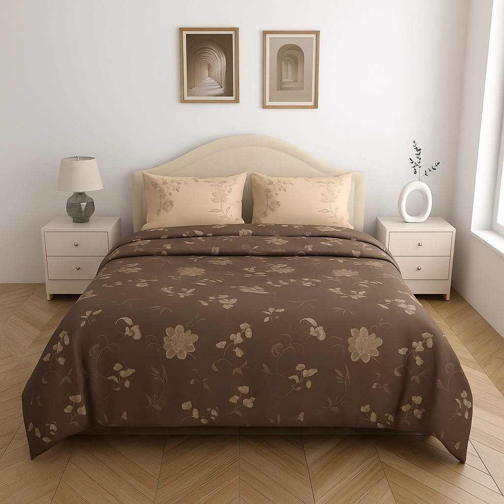 Luxury Satin Cotton King Size Bedsheet with 2 Pillow Covers – 210 TC (2.75m x 2.75m)