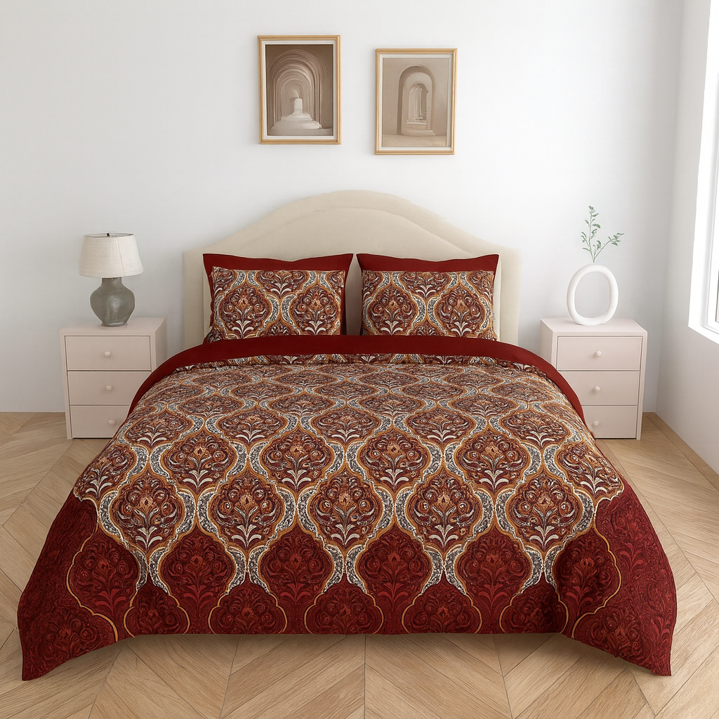 Luxury Cotton King Size Double Bedsheet with 2 Pillow Covers – 180 TC