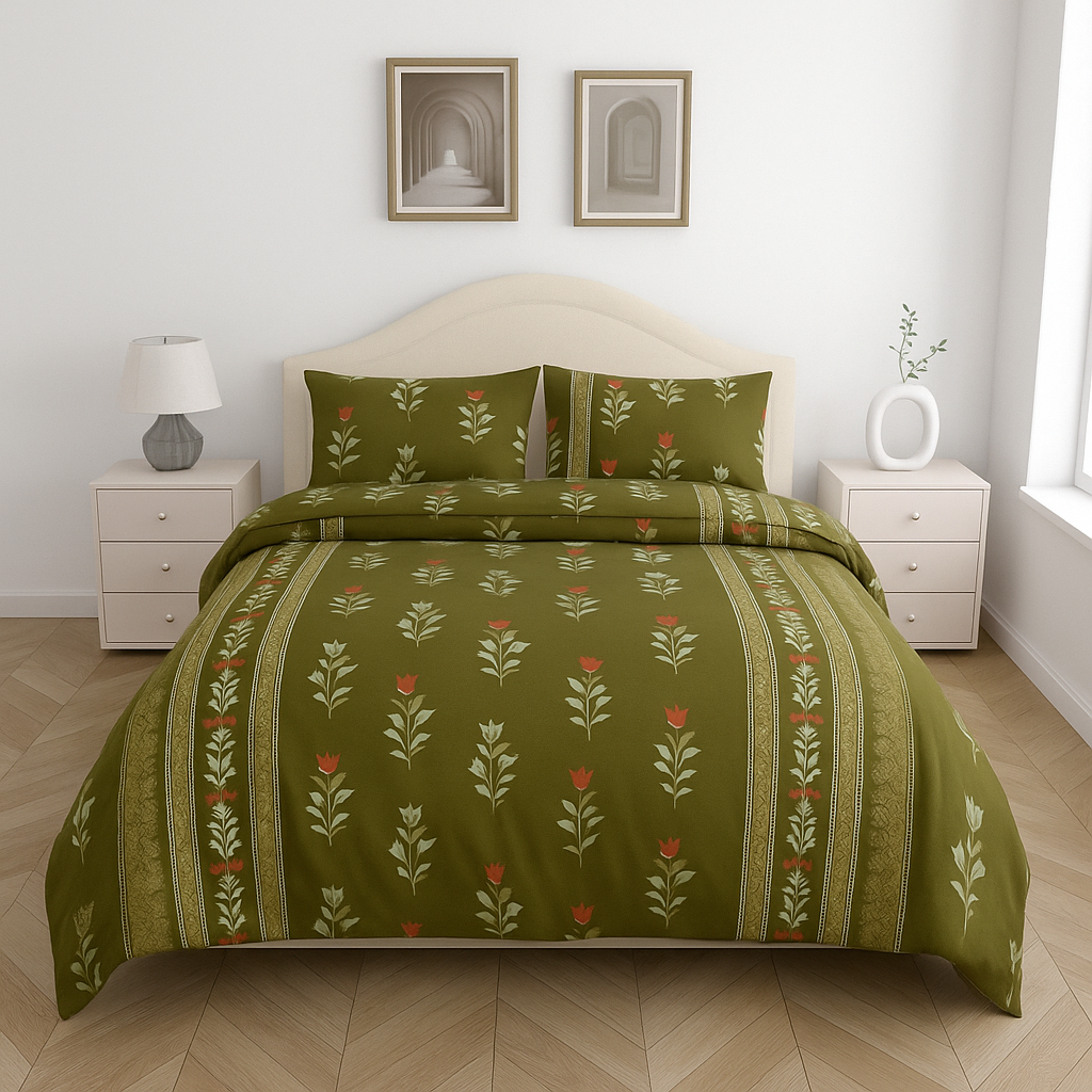 Luxury Cotton King Size Double Bedsheet with 2 Pillow Covers – 180 TC