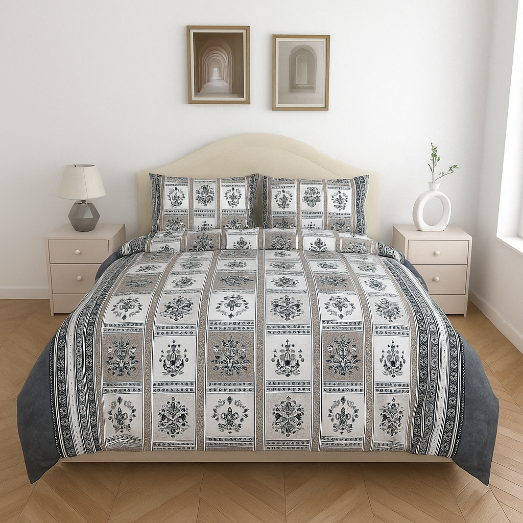 Luxury Cotton King Size Double Bedsheet with 2 Pillow Covers – 180 TC