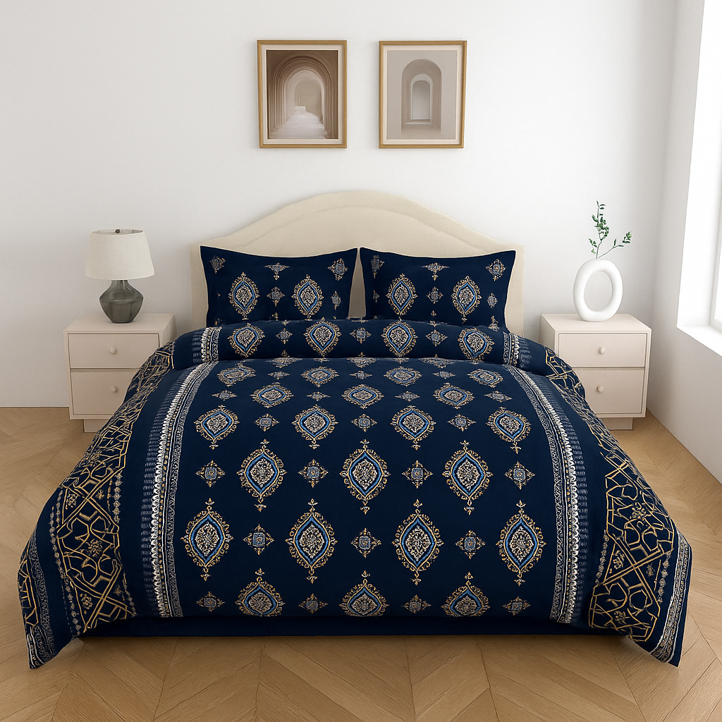 Luxury Cotton King Size Double Bedsheet with 2 Pillow Covers – 180 TC