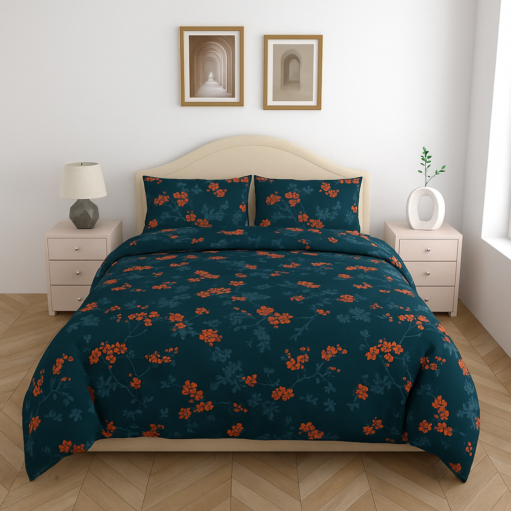 Luxury Cotton King Size Double Bedsheet with 2 Pillow Covers – 180 TC
