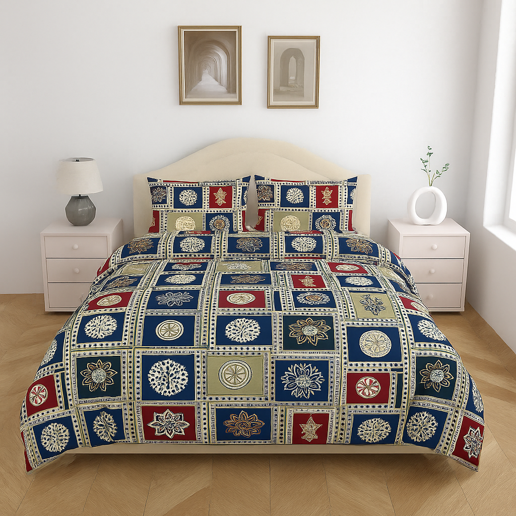 Luxury Cotton King Size Double Bedsheet with 2 Pillow Covers – 180 TC