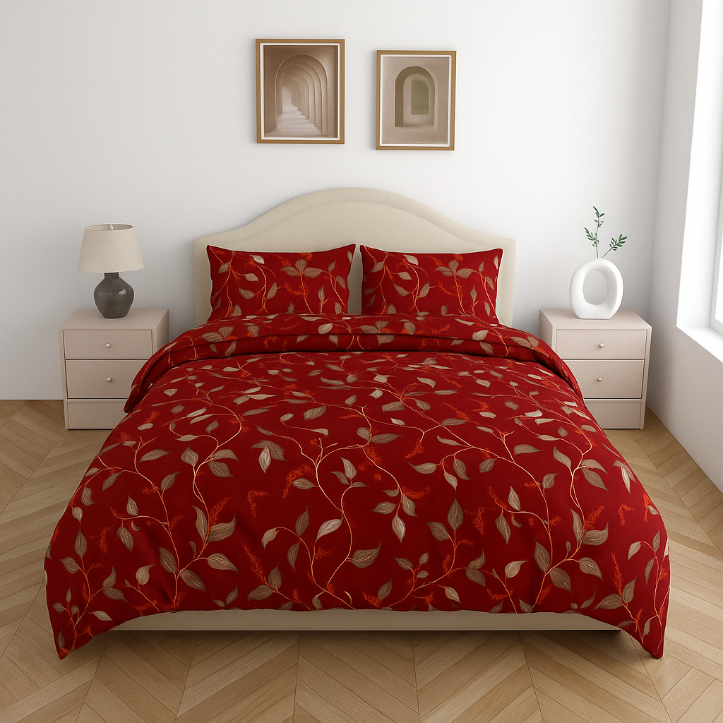 Luxury Cotton King Size Double Bedsheet with 2 Pillow Covers – 180 TC