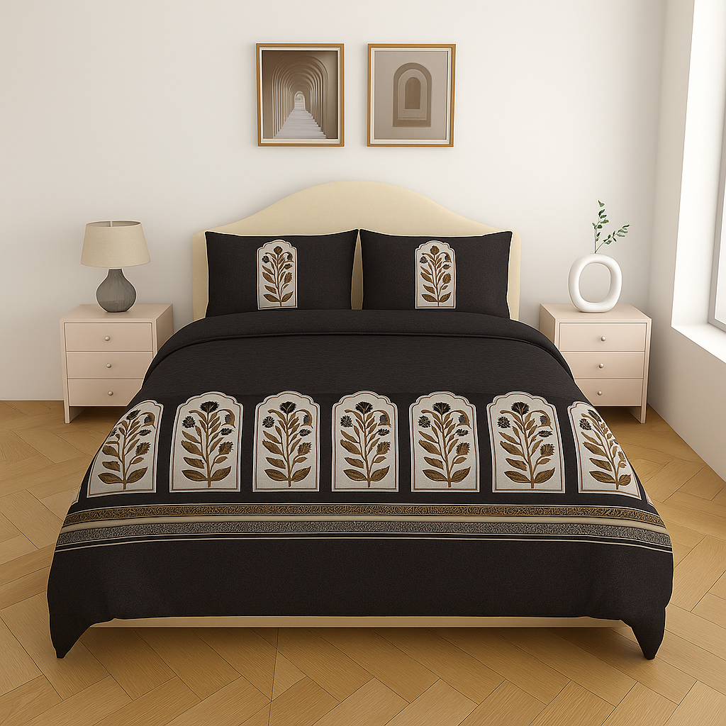 Premium Cotton King Size Double Bed Sheet with 2 Pillow Covers – 120 TC