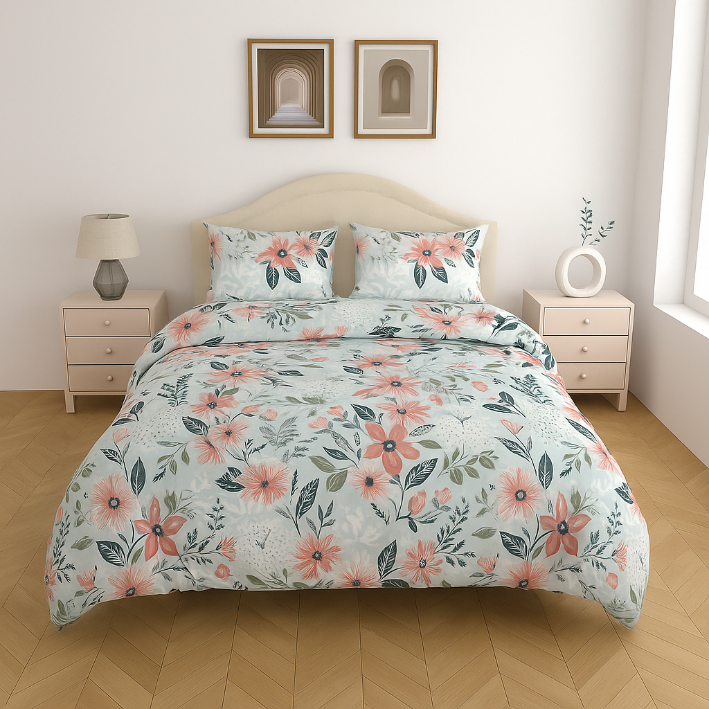 Premium Cotton 180TC King Size Bedsheet with 2 Pillow Covers – 2.75m x 2.75m