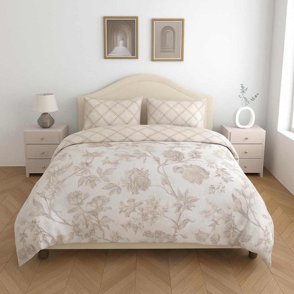 Premium Cotton 180TC King Size Bedsheet with 2 Pillow Covers – 2.75m x 2.75m