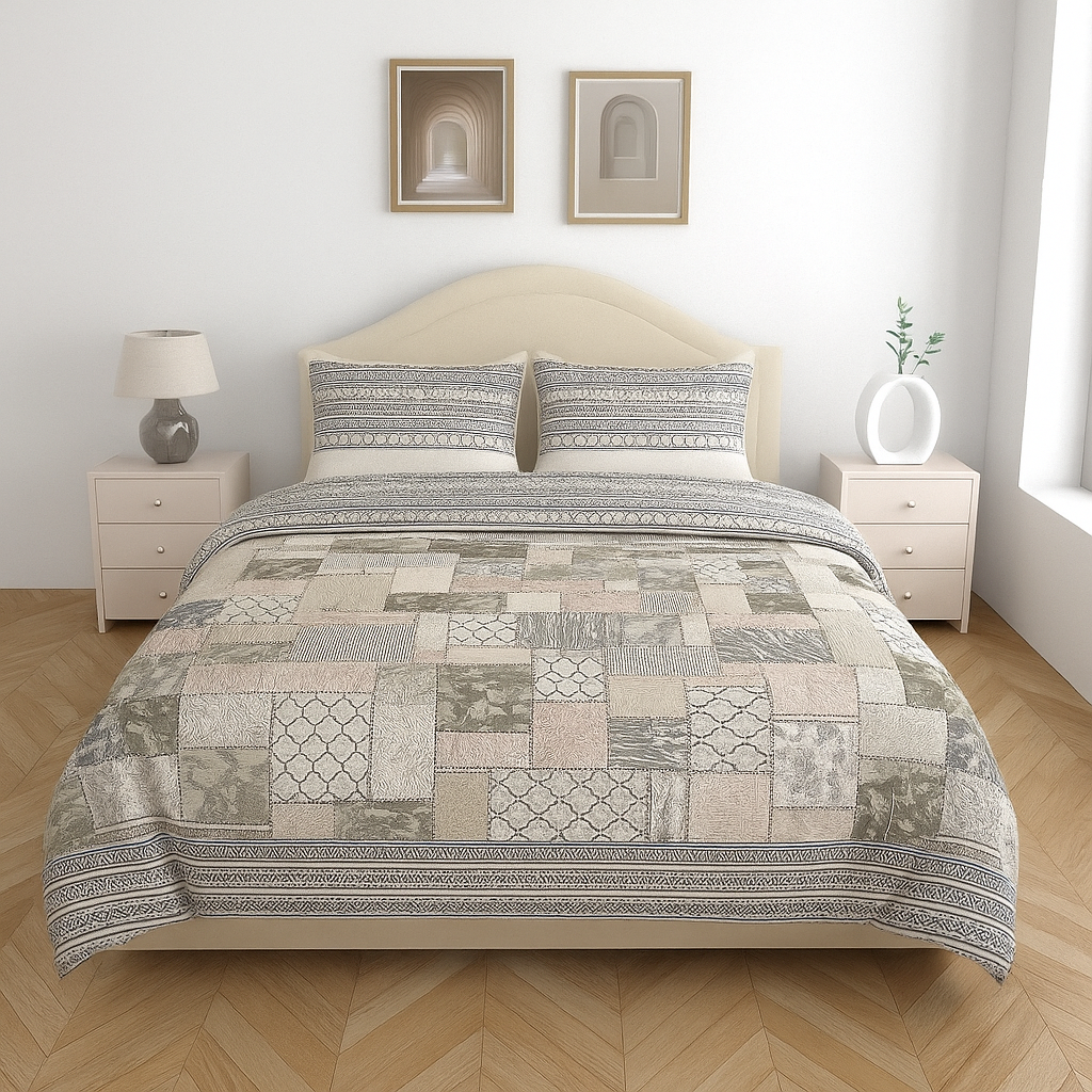 Premium Cotton 180TC King Size Bedsheet with 2 Pillow Covers – 2.75m x 2.75m