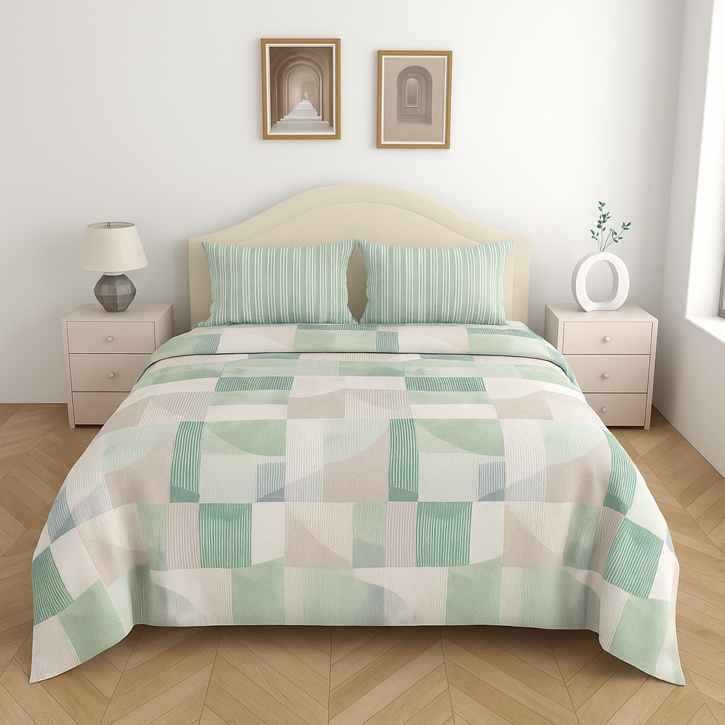 Premium Cotton 180TC King Size Bedsheet with 2 Pillow Covers – 2.75m x 2.75m