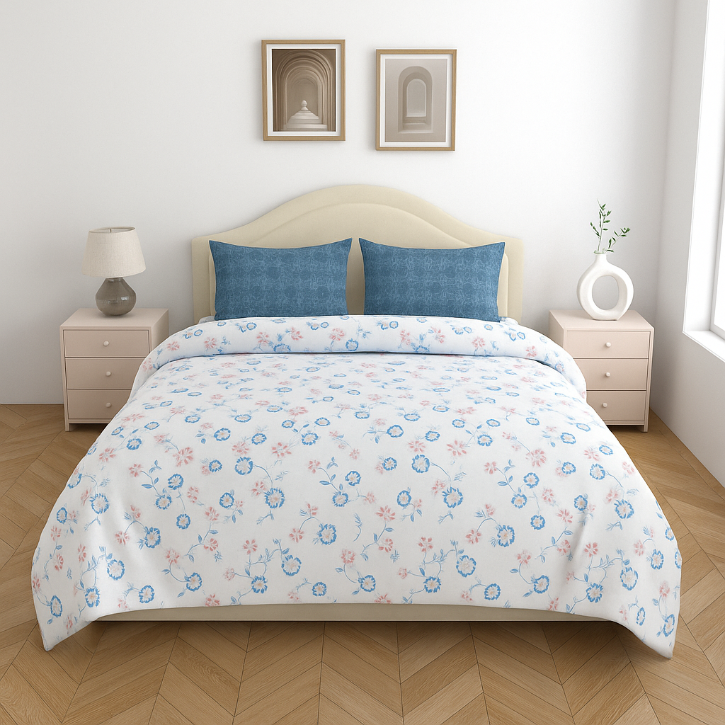 Premium Cotton 180TC King Size Bedsheet with 2 Pillow Covers – 2.75m x 2.75m