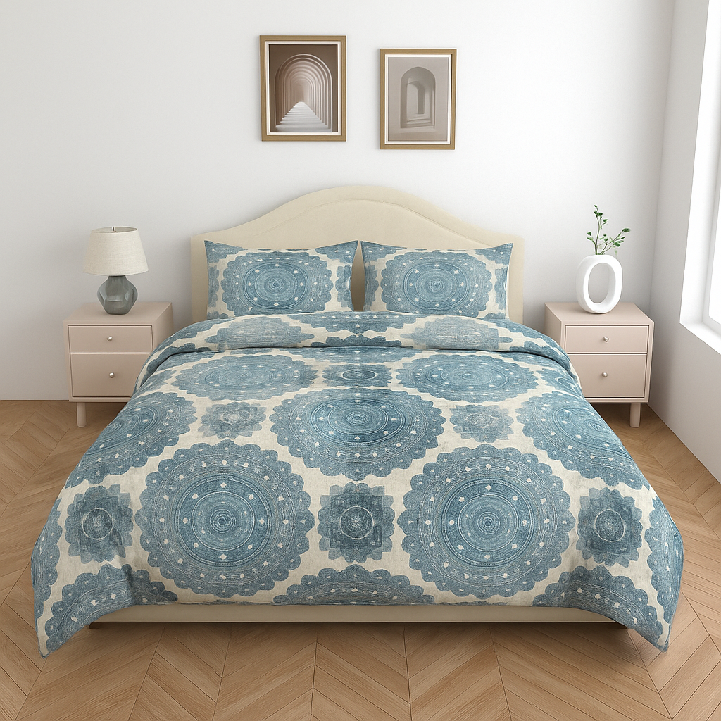 Premium Cotton 180TC King Size Bedsheet with 2 Pillow Covers – 2.75m x 2.75m