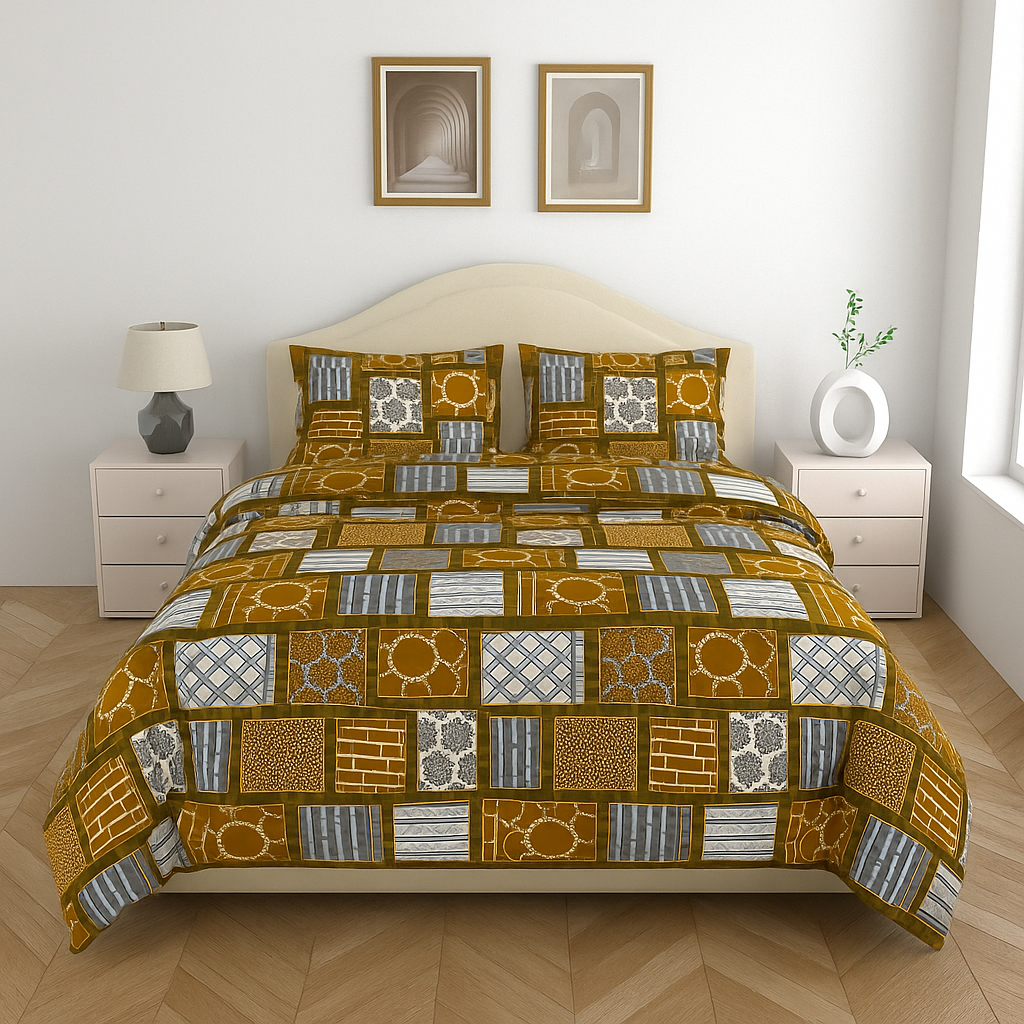 100% Cotton Queen Size Double Bedsheet with 2 Pillow Covers