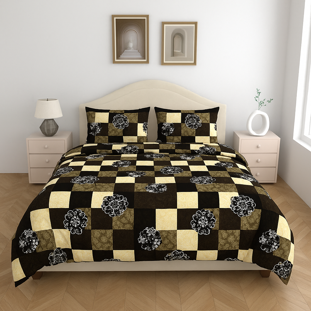 100% Cotton Queen Size Double Bedsheet with 2 Pillow Covers