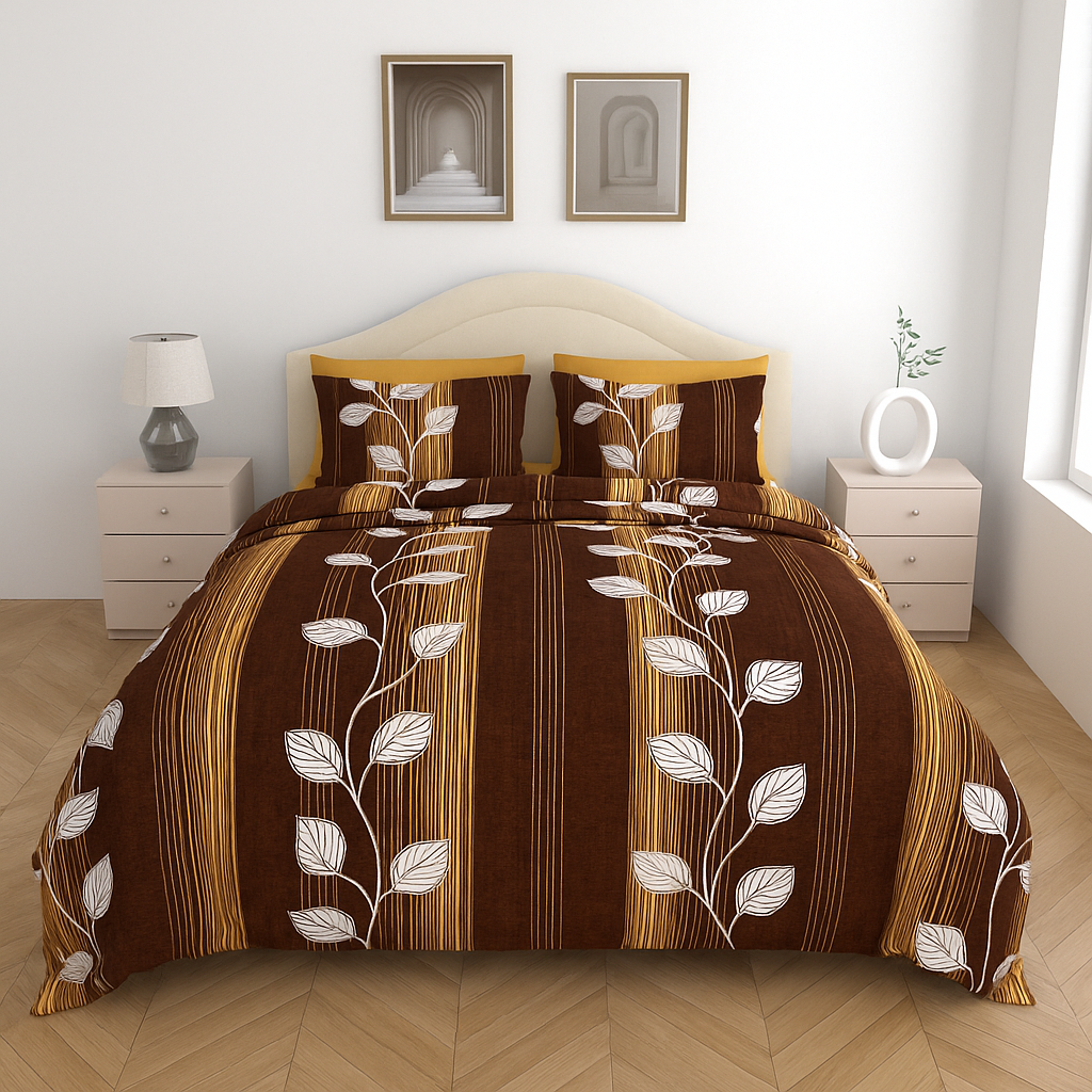 100% Cotton Queen Size Double Bedsheet with 2 Pillow Covers