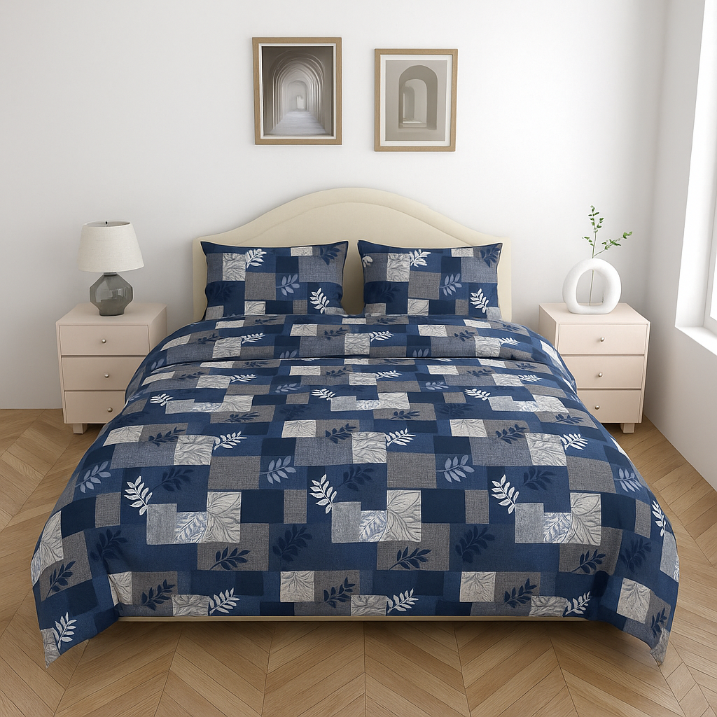 100% Cotton Queen Size Double Bedsheet with 2 Pillow Covers