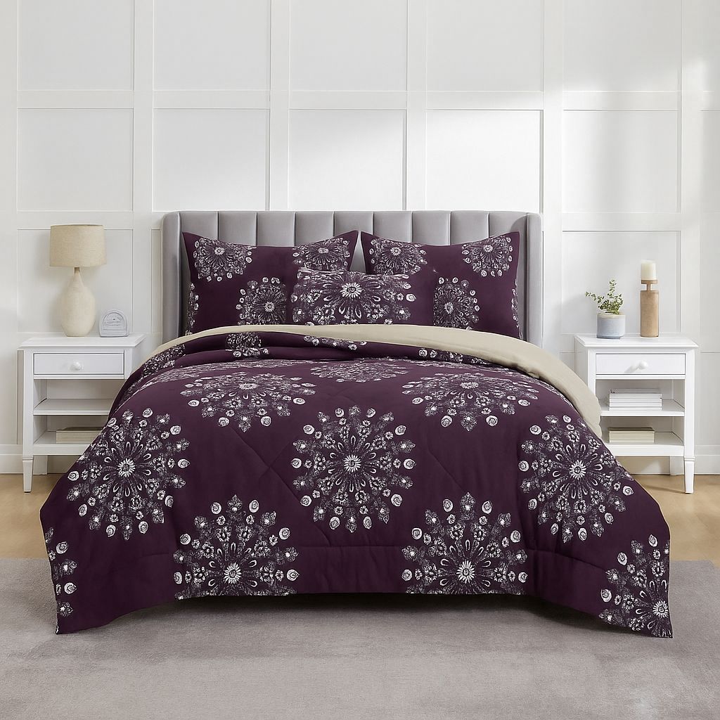 Luxury Micro Fabric Comforter Set – 5 Pieces (King Size)