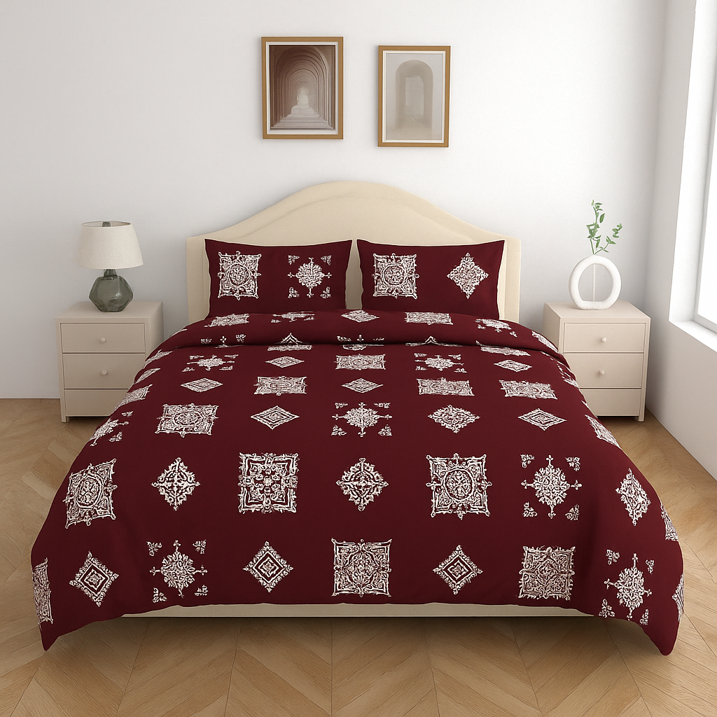 100% Cotton Queen Size Double Bedsheet with 2 Pillow Covers