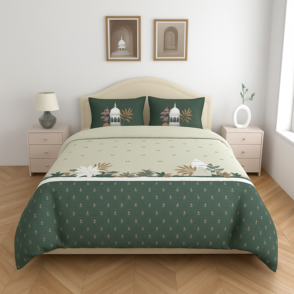 Premium Cotton King Size Double Bedsheet with 2 Pillow Covers – 144 TC