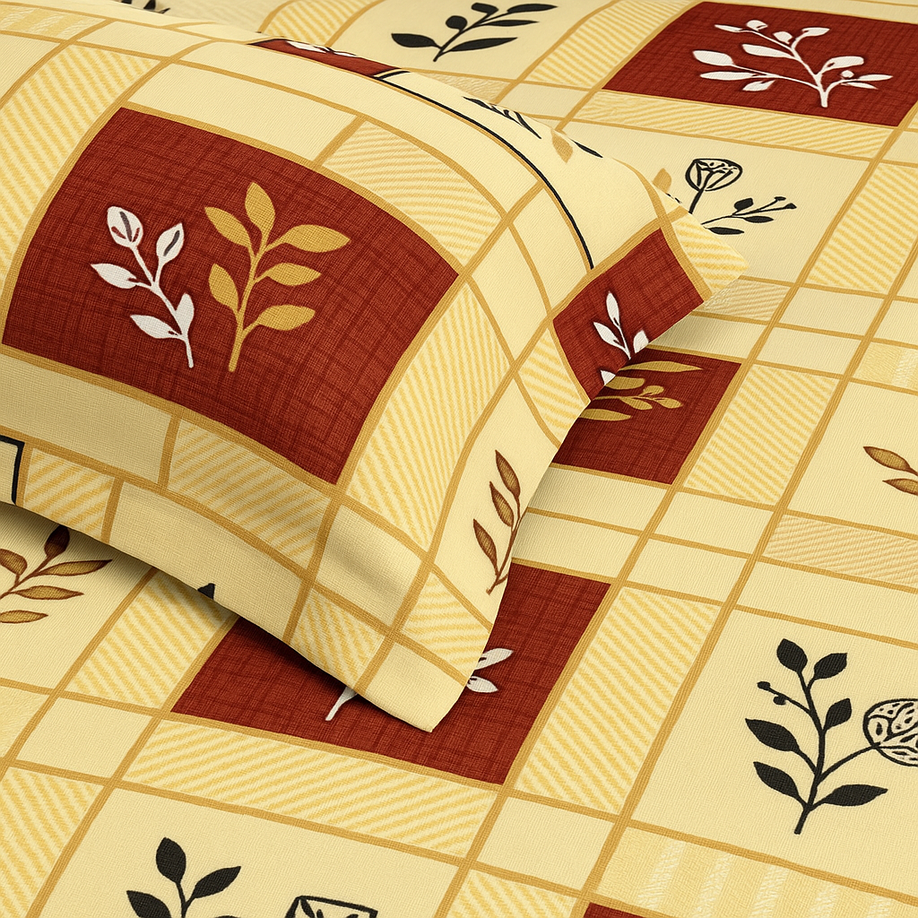 Premium 100% Cotton Double Bed Bedsheet with 2 Pillow Covers – 144 TC | King Size 2.75m x 2.75m