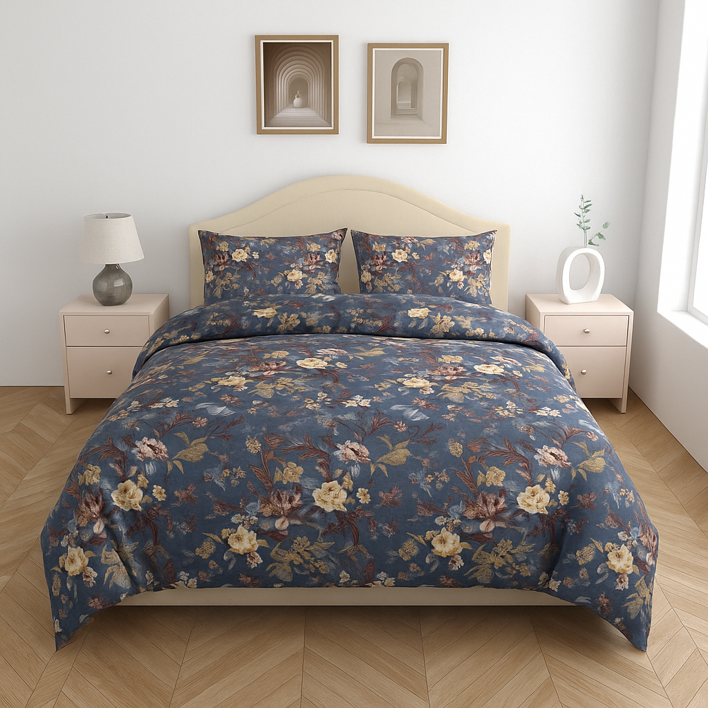 Satin Cotton 350 TC Super King Bedsheet Set – 3m x 3m with 2 Pillow Covers