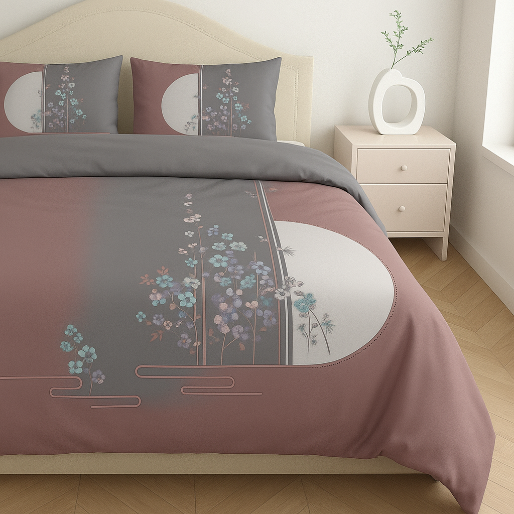 Luxury Satin Cotton 350 TC King Size Bedsheet with 2 Pillow Covers – 2.75 x 2.75 m