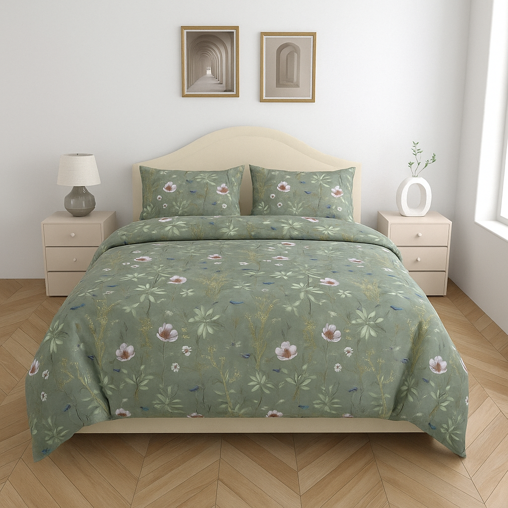 Satin Cotton 350 TC Super King Bedsheet Set – 3m x 3m with 2 Pillow Covers