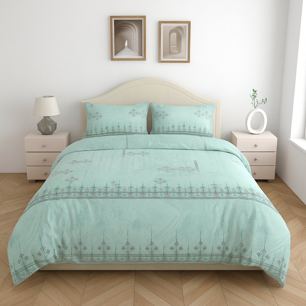 Luxury Cotton 200TC King Size Double Bedsheet with 2 Pillow Covers – 2.75 x 2.75 m