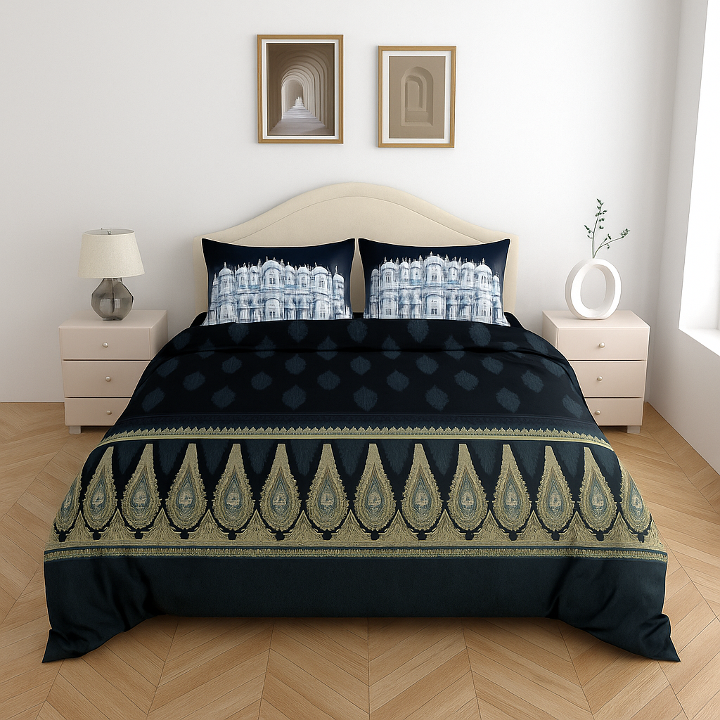 Premium Cotton King Size Bedsheet with 2 Pillow Covers – 180 TC (2.75m x 2.75m)