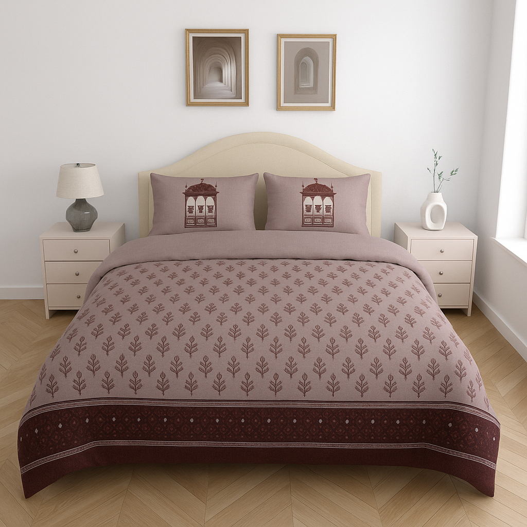 Premium Cotton King Size Bedsheet with 2 Pillow Covers – 180 TC (2.75m x 2.75m)
