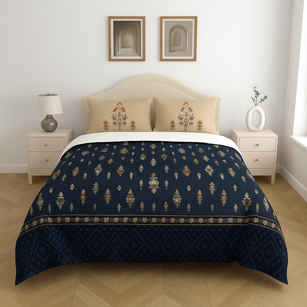 Premium Cotton King Size Bedsheet with 2 Pillow Covers – 180 TC (2.75m x 2.75m)