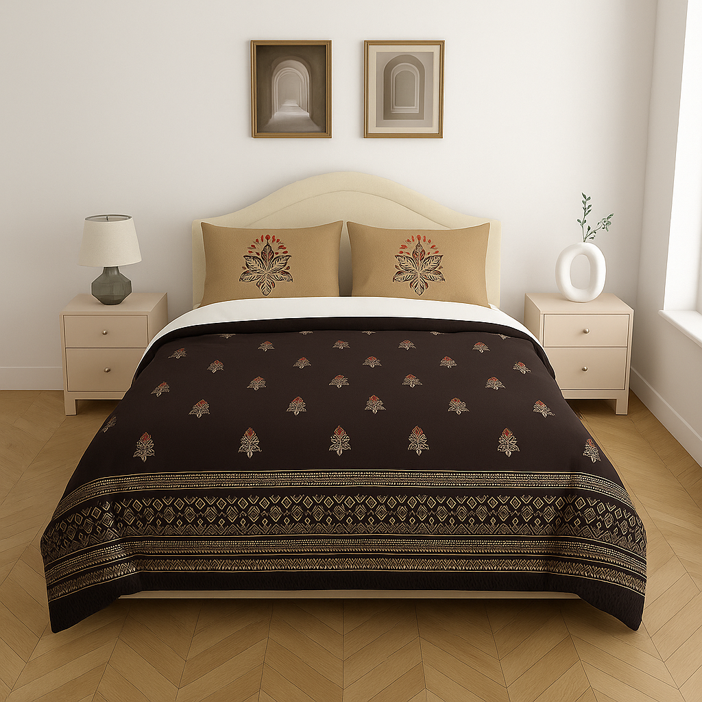 Premium Cotton King Size Bedsheet with 2 Pillow Covers – 180 TC (2.75m x 2.75m)
