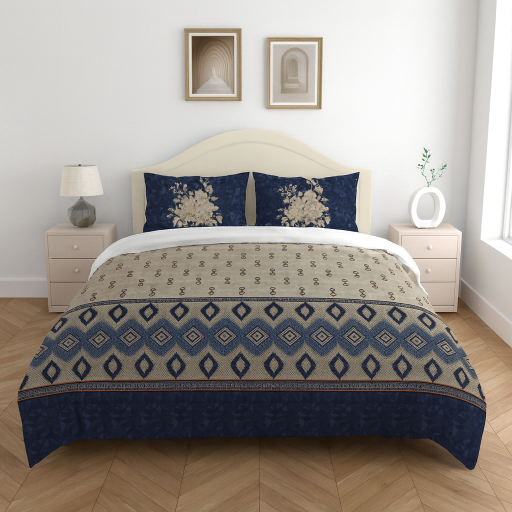 Premium Cotton King Size Bedsheet with 2 Pillow Covers – 180 TC (2.75m x 2.75m)