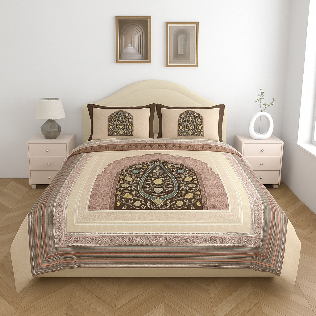 Luxury Satin Cotton 250TC King Size Bedsheet with 2 Pillow Covers (2.75m x 2.75m)