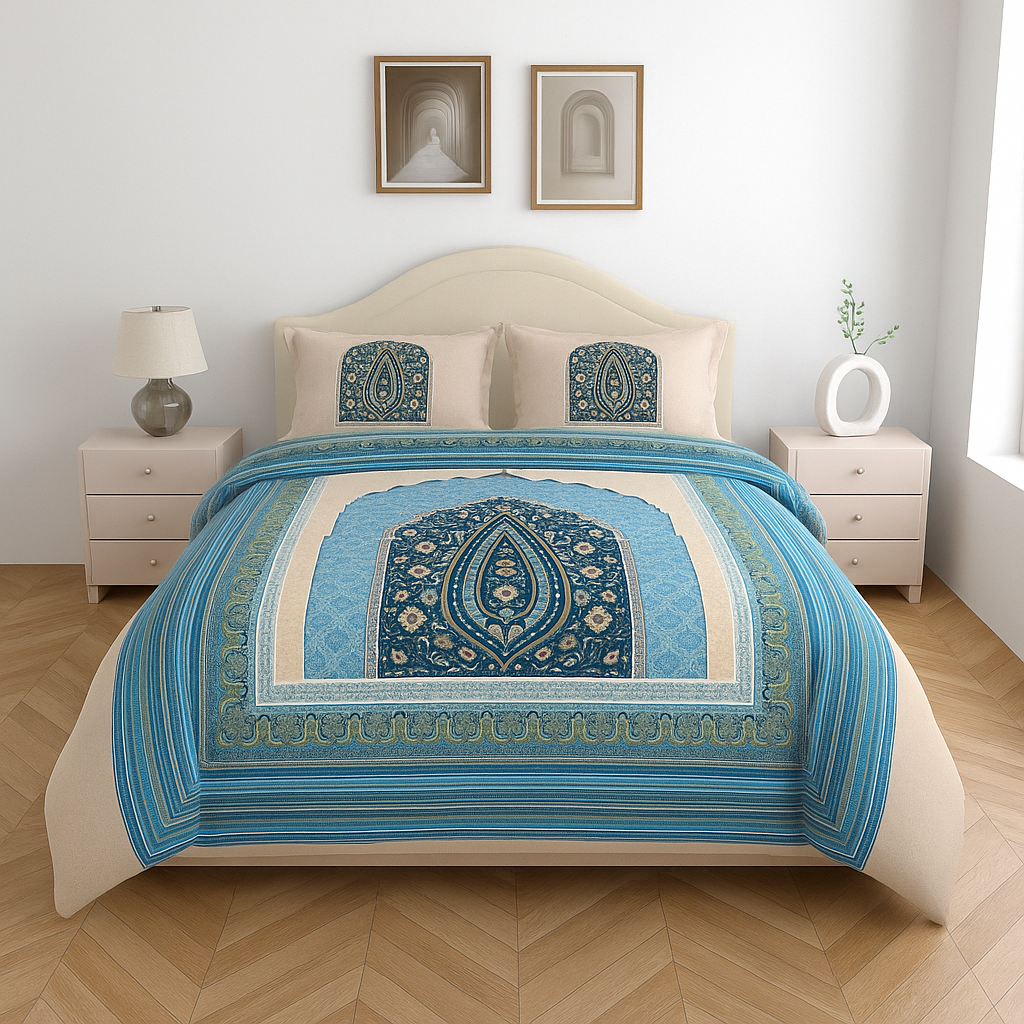 Luxury Satin Cotton 250TC King Size Bedsheet with 2 Pillow Covers (2.75m x 2.75m)