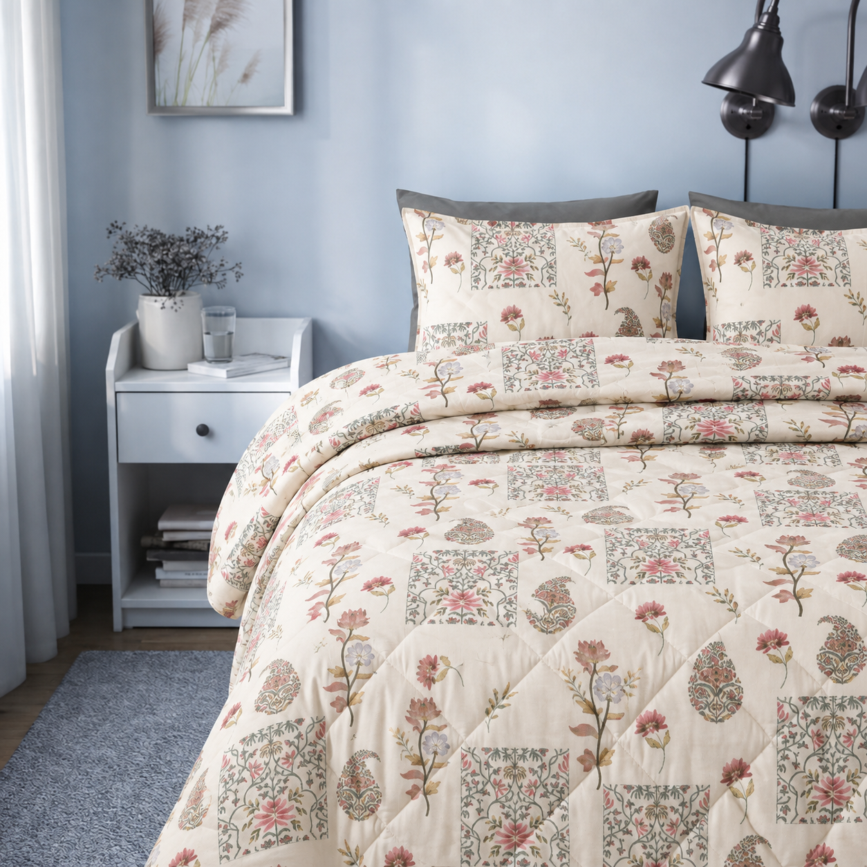 Soft Microfiber Bedding Set with Comforter, Bedsheet & Pillow Covers