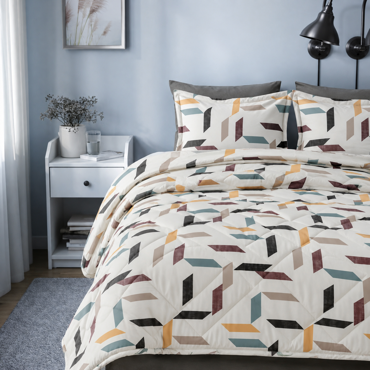 Luxury 4 Piece Bedding Comforter Set with Designer Print