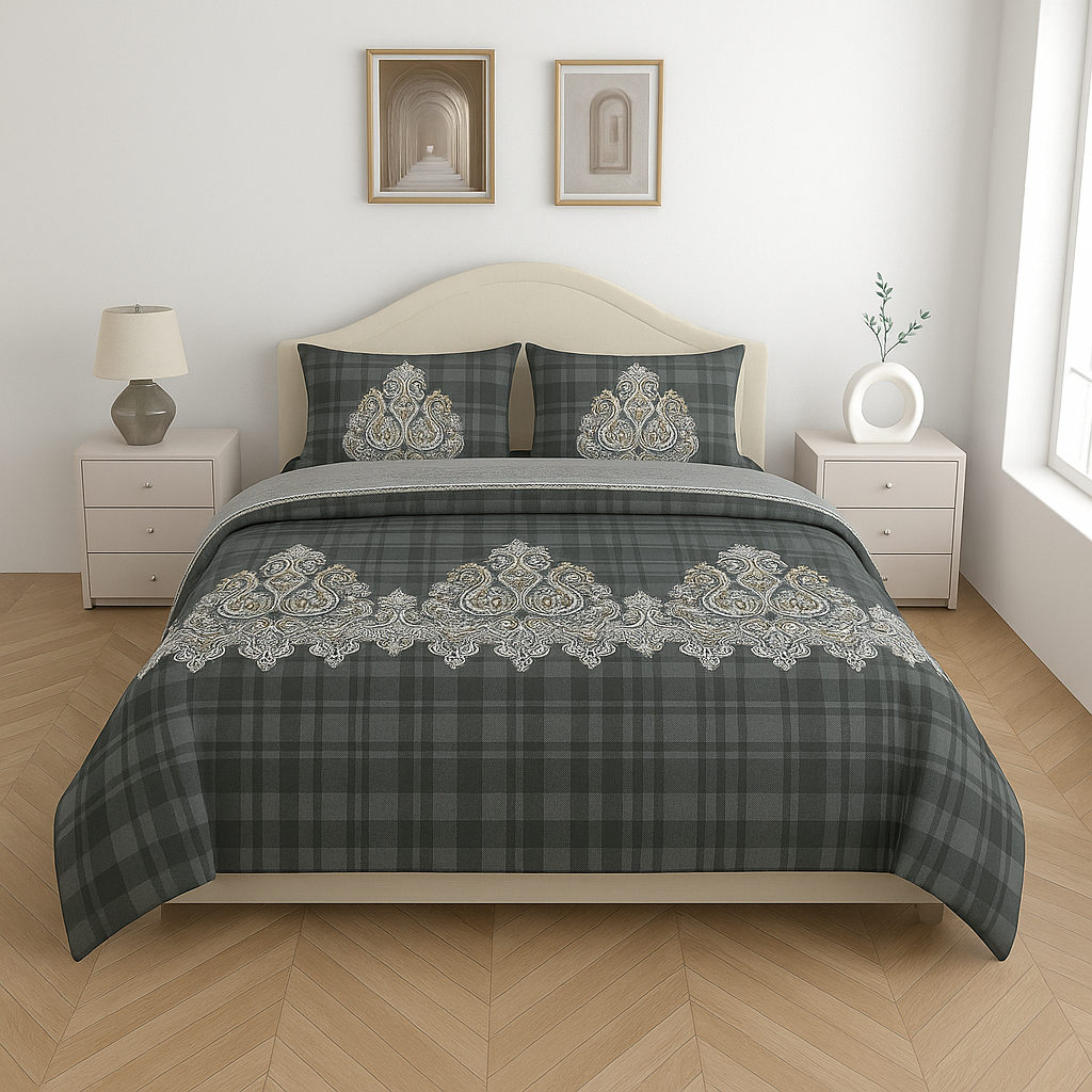 Premium Cotton King Size Double Bedsheet with 2 Pillow Covers – 144 TC