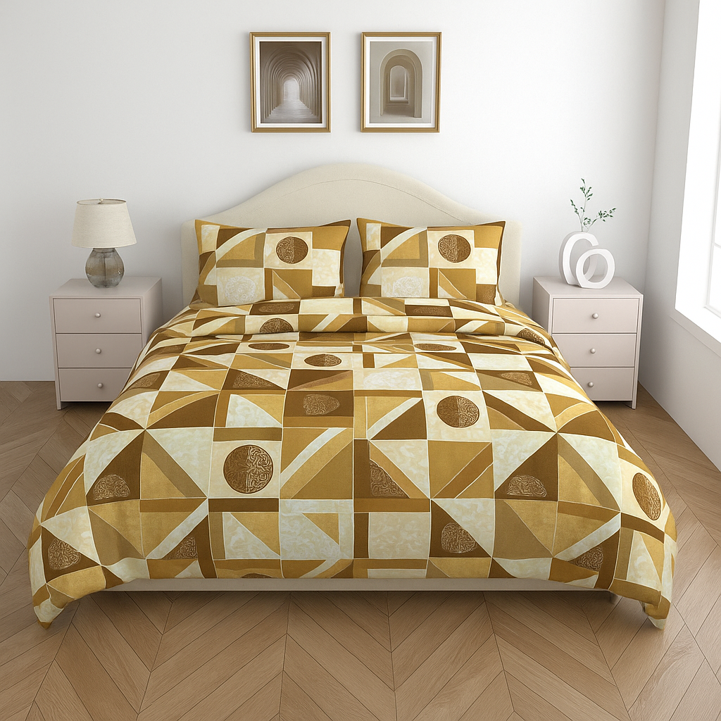 Premium 100% Cotton Double Bed Bedsheet with 2 Pillow Covers – 144 TC | King Size 2.75m x 2.75m