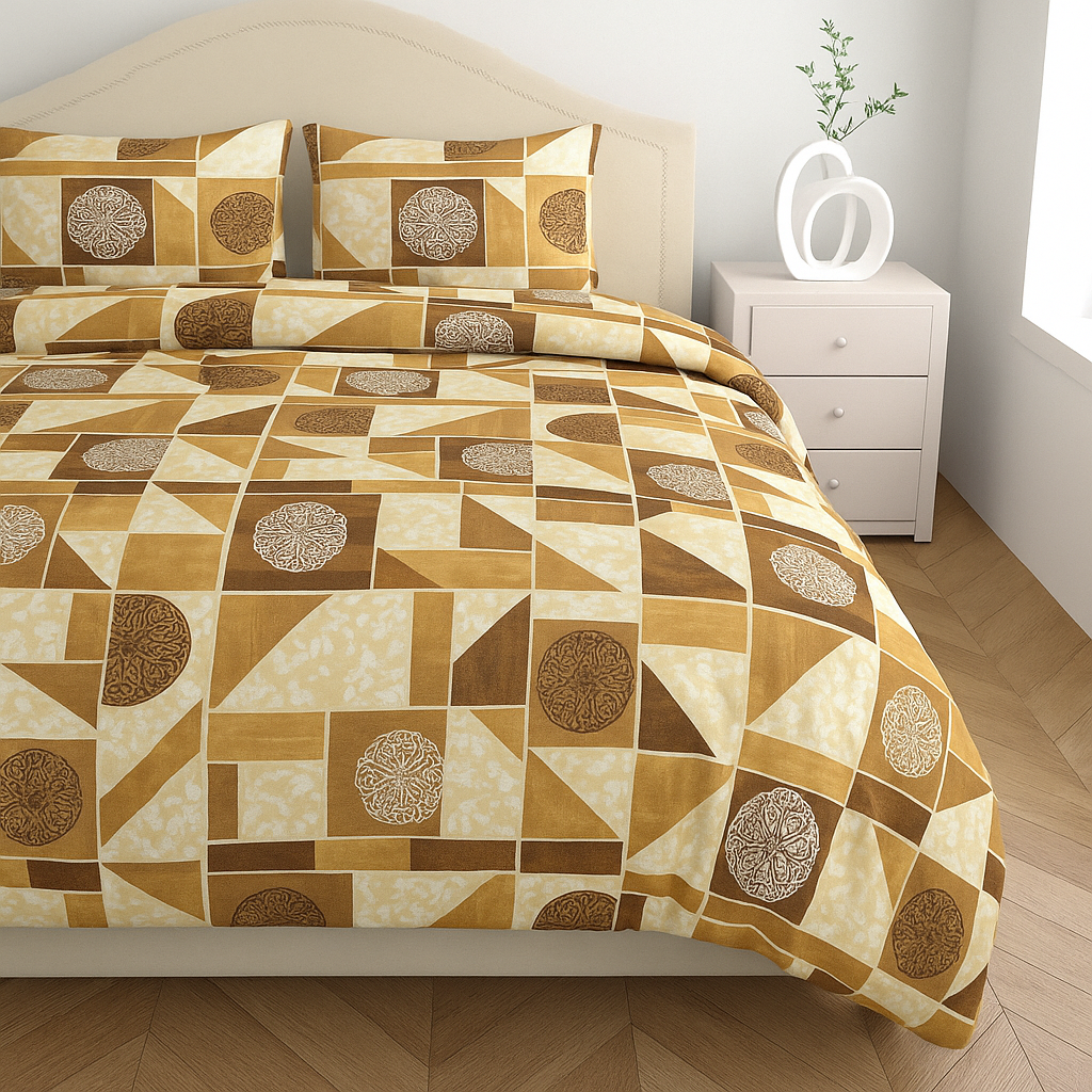 Premium 100% Cotton Double Bed Bedsheet with 2 Pillow Covers – 144 TC | King Size 2.75m x 2.75m
