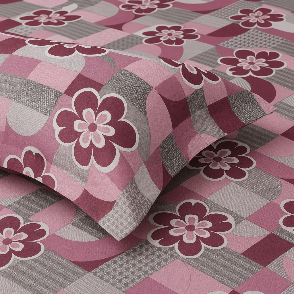 Premium 100% Cotton Double Bed Bedsheet with 2 Pillow Covers – 144 TC | King Size 2.75m x 2.75m