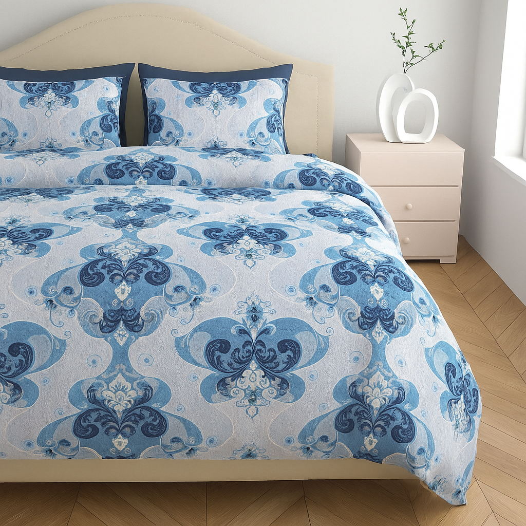 Premium 100% Cotton Double Bed Bedsheet with 2 Pillow Covers – 144 TC | King Size 2.75m x 2.75m