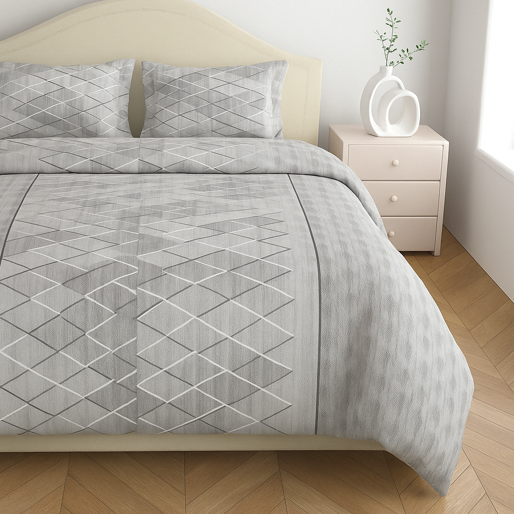 Premium 100% Cotton Double Bed Bedsheet with 2 Pillow Covers – 144 TC | King Size 2.75m x 2.75m