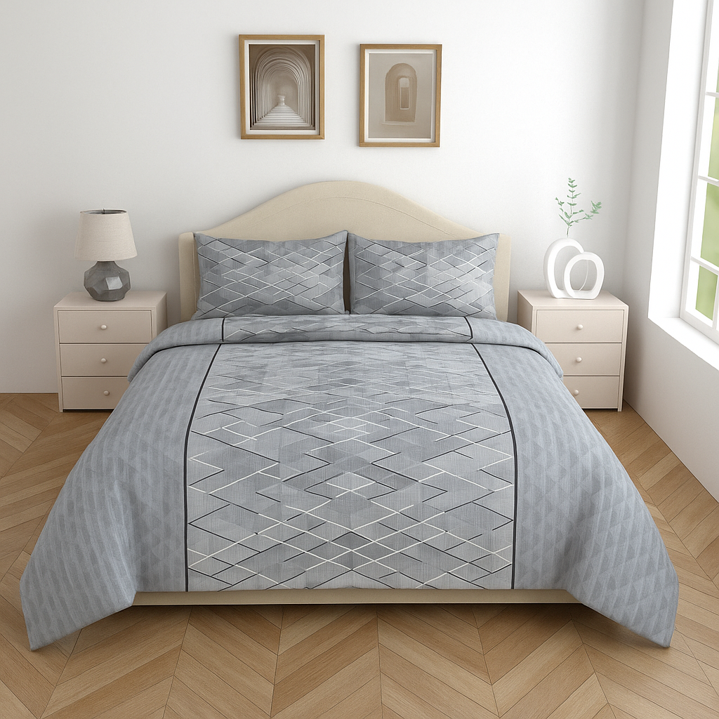 Premium 100% Cotton Double Bed Bedsheet with 2 Pillow Covers – 144 TC | King Size 2.75m x 2.75m