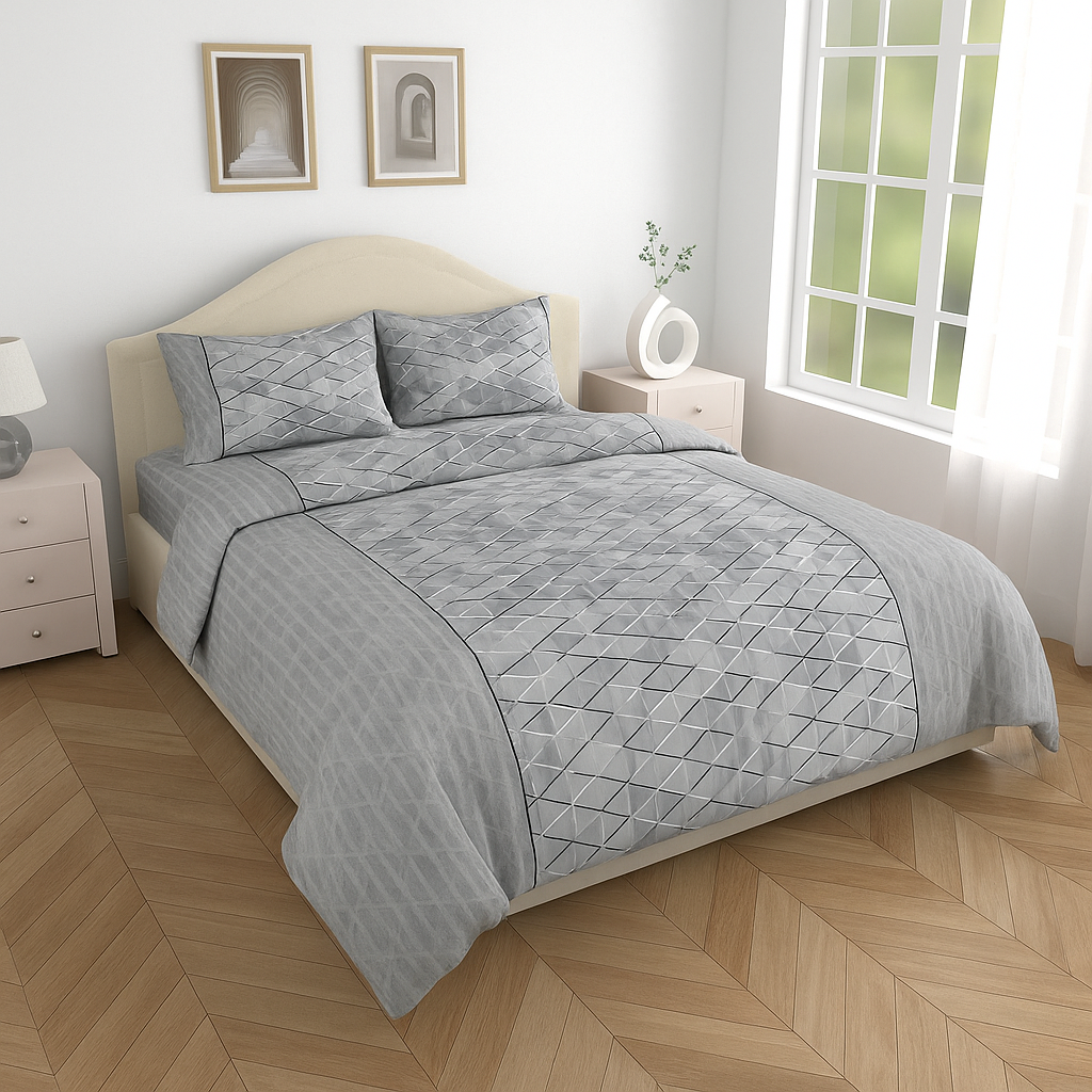 Premium 100% Cotton Double Bed Bedsheet with 2 Pillow Covers – 144 TC | King Size 2.75m x 2.75m